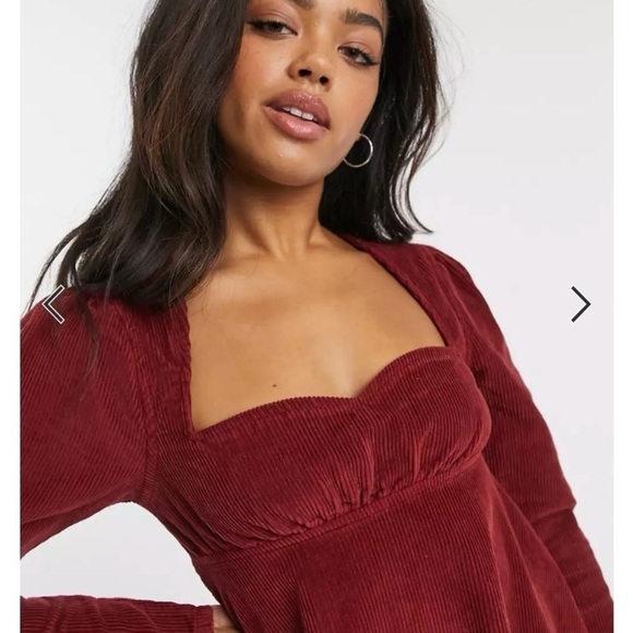 ASOS Corduroy Smock Mini Dress in Red - Picture 6 of 9